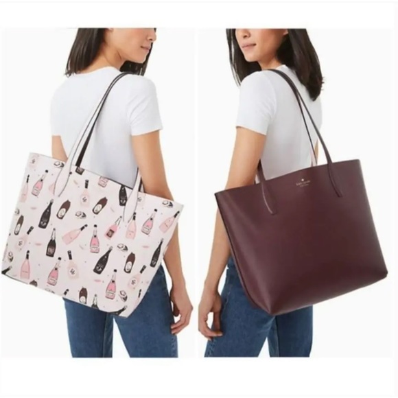 kate spade Handbags - Kate Spade ♠️ Champagne 🥂🍾 Toss Large Reversible Tote Bag